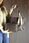 Coffee Vegan Magnetic Closure Large Size Casual Shoulder Bag and Handbag with Strap - 6