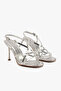 Vera Silver Patent Leather Cross-Strapped Ankle Strap Thin Heeled Shoes - 4