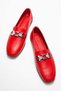 Women's Genuine Leather Loafers Crystal Buckled Casual Shoes Red Milano - 2