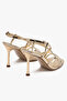 Vera Gold Patent Leather Cross-Strapped Ankle Strap Thin Heeled Shoes - 7