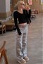 Gray Striped Women's Knitwear Pants Sh333 - 2