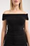 Women's Off Shoulder Bardot Neckline Draped Stretchy Cotton T-Shirt Blouse 6003 - 4