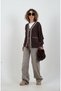 Coffee Contrast Piped Zippered Sophisticated Cardigan - 4