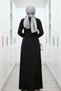 Hanife Dress Crystal Fabric Women's Black Dress with Stitching Detail and Waist-Fitted Skirt for Hijab Wear - 5