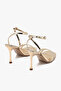 Nikita Gold Patent Leather Ankle Strap Thin Heeled Shoes - 7