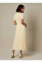 Pleated Midi Dress with Pearl Embellishment - 3