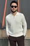 Men'S, Polo Collar, Zippered, Knitted Detail, Old Money Culture, Wool Blend, Sweater Pltk20 - 5