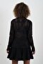 Black Floral Patterned Sparkling Tulle Blouse - 5