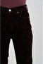 Burgundy Flock Coated Flare Pants - 4