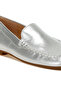 Women Metallic Pleather Loafers in Silver - 4