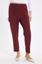 Women's Relax Fit Comfortable Cut High Waist Straight Leg Elastic Waistband Burgundy Trousers