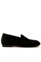 Women Velvet Flat Loafers in Black - 2