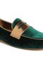 Women Penny Strap Velvet Loafers in Green - 4