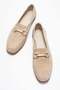 Women's Genuine Leather Loafers Buckle Detail Casual Shoes Beige Suede Livia - 2