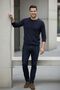Men's High Waist Wide Leg Dark Blue Jeans - 6