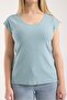 Women's Corded Fabric Ribbed Knit V-Neck Short Sleeve Comfortable Fit Stylish Basic Daily T-Shirt 6004 - 4