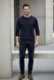 Men's High Waist Wide Leg Navy Blue Jeans - 5