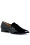 Women Patent Pleather Penny Loafers in Black