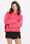 Women's Oversized wide cut bicycle collar fuchsia sweater - 9