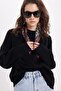 Women's Oversized wide cut crew neck black sweater