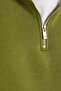 Women's Relax Fit Comfortable Cut Cotton Fleece Lined Half Zipper Khaki Stand Collar Sweatshirt - 6
