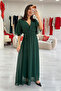 Women's Green Chiffon Short Sleeve Plus Size Dress