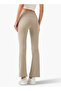 Regular Fit Flared Leggings with Ribbed Panel - 3