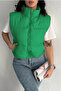 women's mock neck zip-up short puffer vest with side pockets - 5