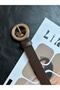 Lush Serrated Round Patterned Women's Gold Buckle Belt Coat Belt Dress Belt Trouser Belt - 3