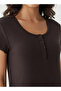 Night Dress with Short Sleeves and Ribbed Design - 4