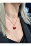 Stainless Steel Chain Murano Glass Red Heart Necklace-Gold