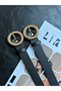 2-Pack Lush Serrated Round Patterned Women's Gold Buckle Belt Jacket Belt Dress Belt Trouser Belt
