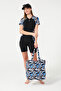 Women's Patterned Canvas Beach Bag C028-25 Blue - 2