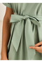 Short Sleeve Viscose Night Dress with a Tie-up Belt - 4