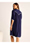 Midi Night Dress 3/4 Sleeves Floral Embroidery Viscose - 3