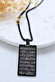 Black, Double-Sided Ayatul Kursi & Hat Besmele Written Prayer Stainless Steel Necklace with Thick Chain