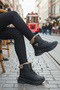 Women's Black Beige Winter Fur Lined Waterproof Zippered Casual Boots Orthopedic Daily Bootie Boots - 5