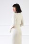 Ecru Long Sleeve Crew Neck Buttoned Sleeves Cashmere Women's Knitwear Sweater - 9