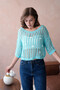 Women's Boat Neck Knit Detail Lace-Like Knit Knitwear Sweater 8277Sw
