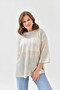 Women's Crew Neck Knit Detail Lace-Like Knit Oversized Knitwear Sweater 10762 - 4