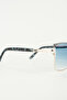 Sophia Black Metal Cat Eye Sunglasses | Blue Patterned Slim Stylish Details - 4