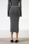 Anthracite Corded Fabric Cashmere Side Slit Women's Knitwear Skirt - 6