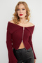 Zippered Madonna Collar Cardigan with Sleeve Detail - 7