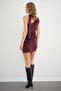Draped Velvet Mini Dress with One Shoulder Tie Detail - 4