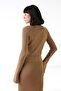 Camel Long Sleeve Crew Neck Buttoned Sleeves Cashmere Women's Knitwear Sweater - 5