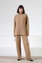 Camel Long Sleeve Turtleneck Side String Detailed Cashmere Women's Knitwear Sweater - 5