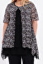 Elegant White Floral Print Tulle Fabric Inner Lining Short Sleeve Plus Size Special Design Blouse 5023 - 8
