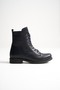 Women's Genuine Leather Lace-Up and Zipper Boots - Navy Blue - 3