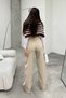 Women's Beige High-Waisted Wide-Leg Loose Palazzo Jeans - 4