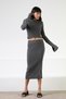 Anthracite Long Sleeve Crew Neck Buttoned Sleeves Cashmere Women's Knitwear Sweater - 5